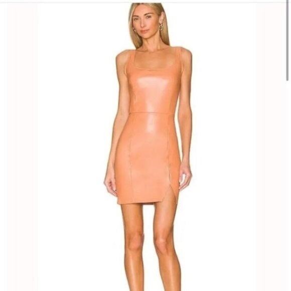 N:Philanthropy Leather Mini Dress Nuevo Sleeveless Tank Dress | Camel | Size XS - Picture 5 of 10